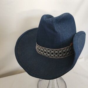 Vintage Blue Denim Men's Cowboy Hat Medium 7 - 7 1/8 YA 100 % Cotton Southwest